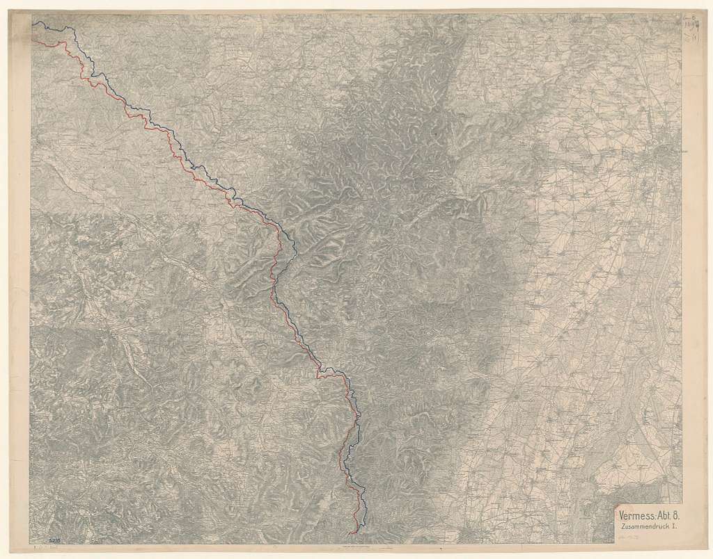 Carte Du Front, Avec Le Tracé Des Positions Adverses En Alsace Et Dans ...