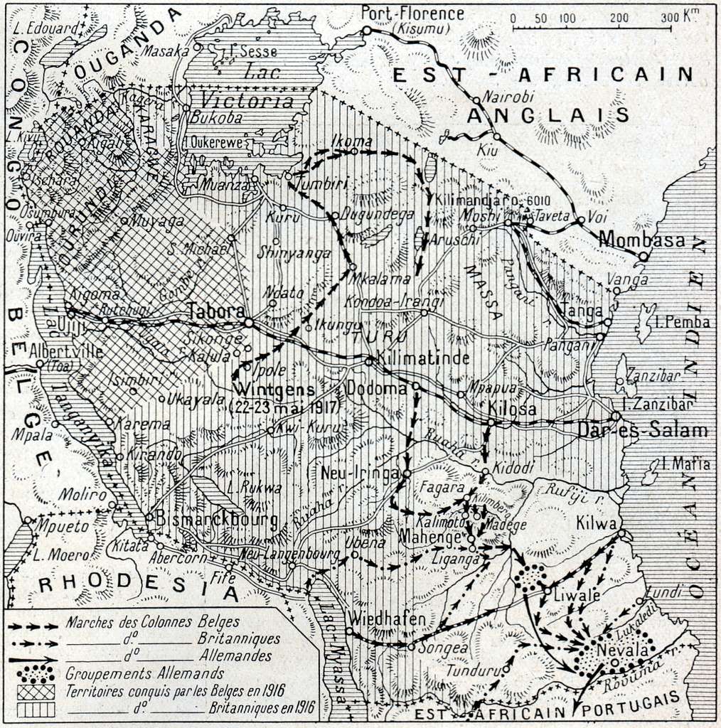 Carte des opérations qui ont achevé la conquête de l'Est africain ...