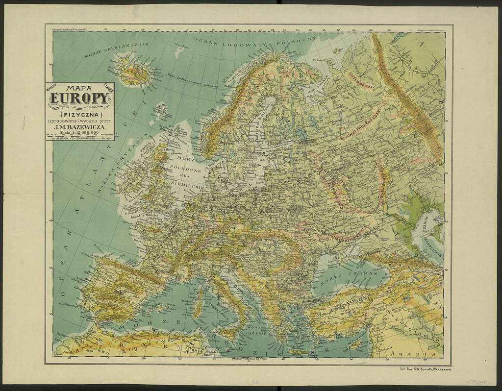 Mapa Europy z oznaczeniem gór (75607691) - PICRYL - Public Domain Media ...