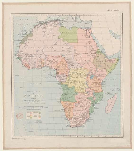 Political map of Africa, showing international boundaries and railways ...