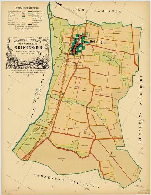 Uebersichtskarte der Gemarkung Reiningen, Kreis Château-Salins ...