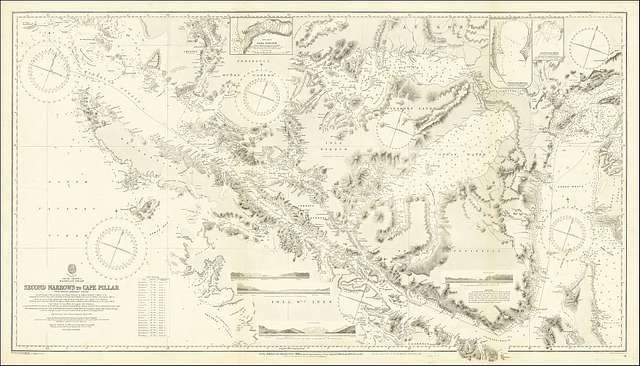 Admiralty Chart No 21 Magellan Strait Second Narrows to Cape Pillar ...