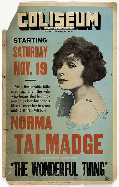 Coliseum Theatre film poster, Seattle, November 19-25, 1921 (MOHAI