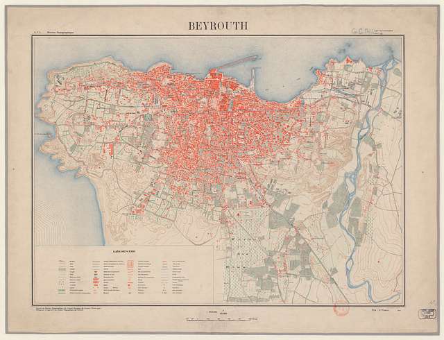 1922 Map Of Beyrouth Dessine Au Bureau Topographique De Larmee Francaise Du 1c3dcc 640 