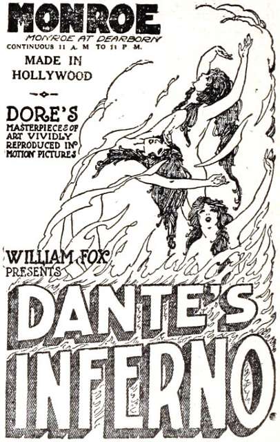 Advertisement for the film Dante's Inferno 1924 - vintage movie