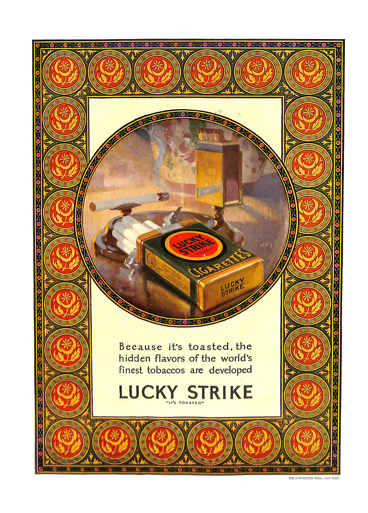 Unidentified Model in advertisement for Lucky Strike cigarettes