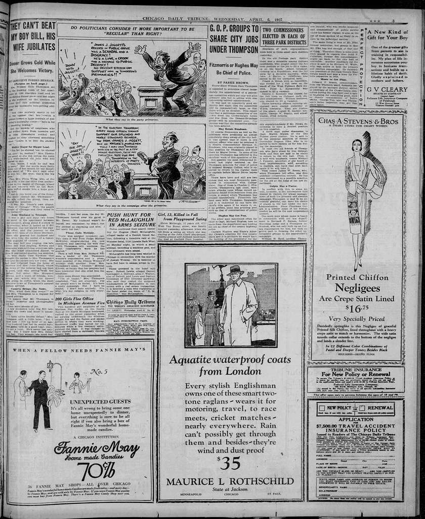 Chicago Tribune Wed Apr 6 1927 page 3 - PICRYL - Public Domain Media Search  Engine Public Domain Image