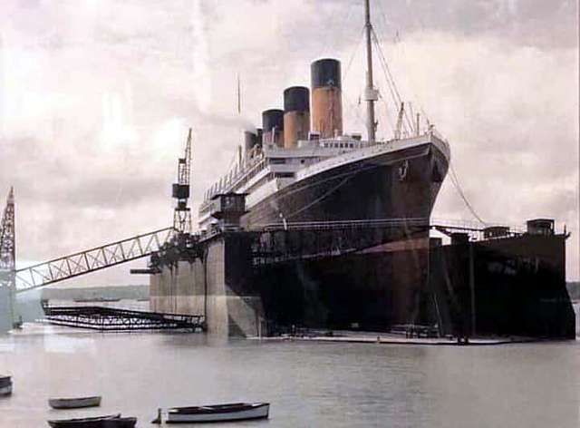 Olympic In Drydock 1928 Autochrome Process - Picryl - Public Domain 