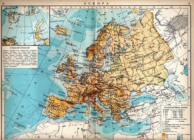 Europa map 1930, svatlas - Public domain map - PICRYL - Public Domain ...