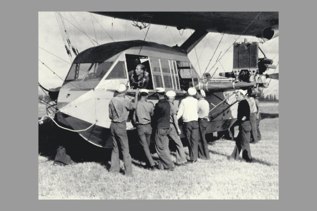 Navy Victor A Hermann In Hay Next To The USS AKRON. Note Lack Of ...