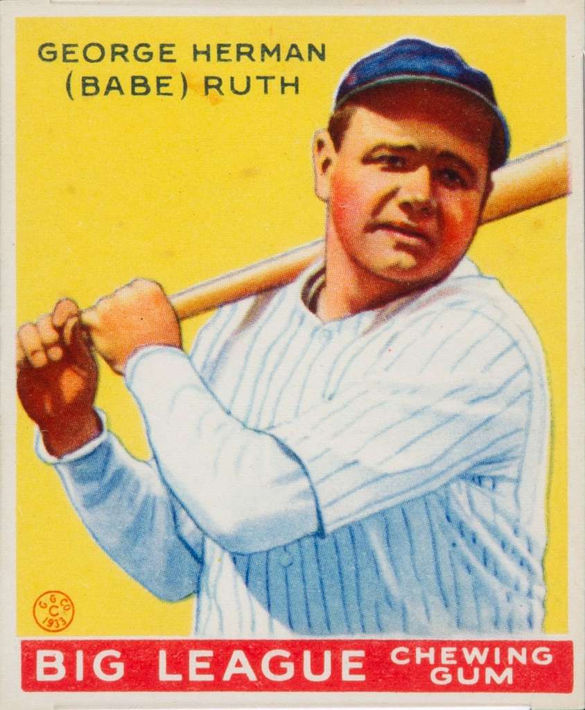 BABE RUTH 1935 BOSTON BRAVES BASEBALL PLAYER WITH BATS POSTCARD COPY