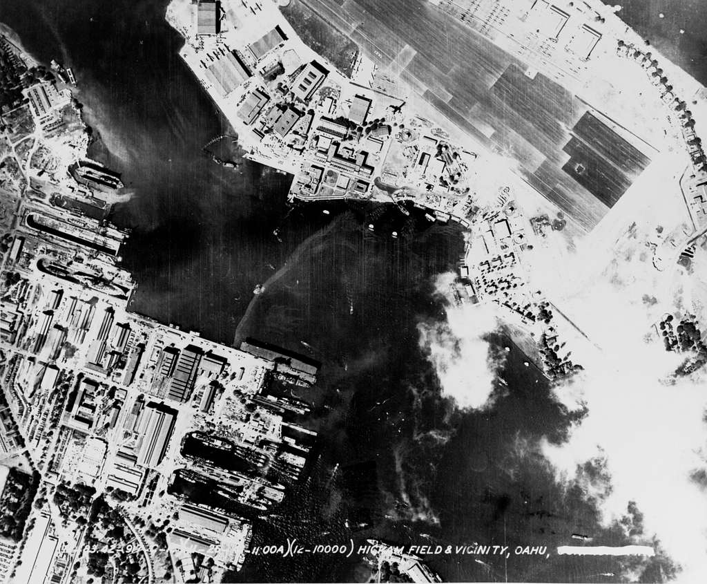 Aerial View Of Pearl Harbor Navy Yard And Ford Island On 26 November 