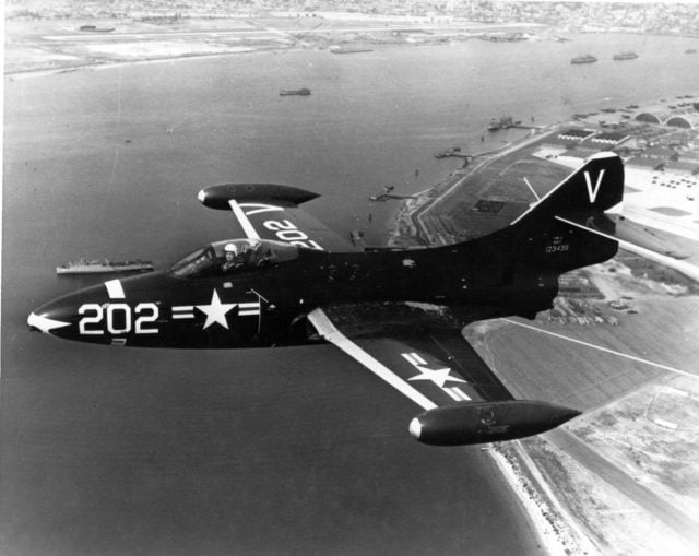 Us Navy Grumman F9F Panther, Stock Photo, Picture And Rights Managed Image.  Pic. MEV-11956457