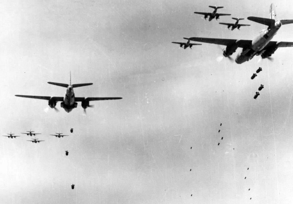 Martin B-26 Marauders Of The 320th BG Bomb Railroad Bridge At Albenga ...