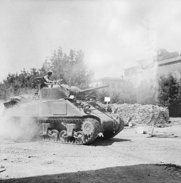 A Sherman tank of 26th Armoured Brigade 6th Armoured Division at