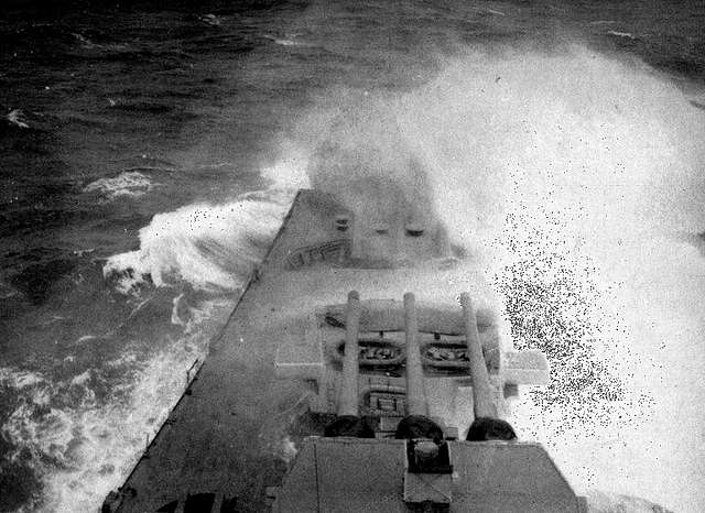 USS Massachusetts (BB-59) forecastle in typhoon 1944 - PICRYL - Public ...