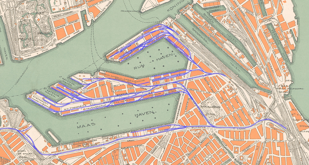 Kaart Van Maashaven Rijnhaven Rotterdam Havenspoor In Blauw Nl Rtsa Picryl