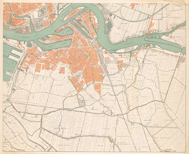 Kaart van Rotterdam en omgeving in 4 bladen blad 4, rechtsonder ...