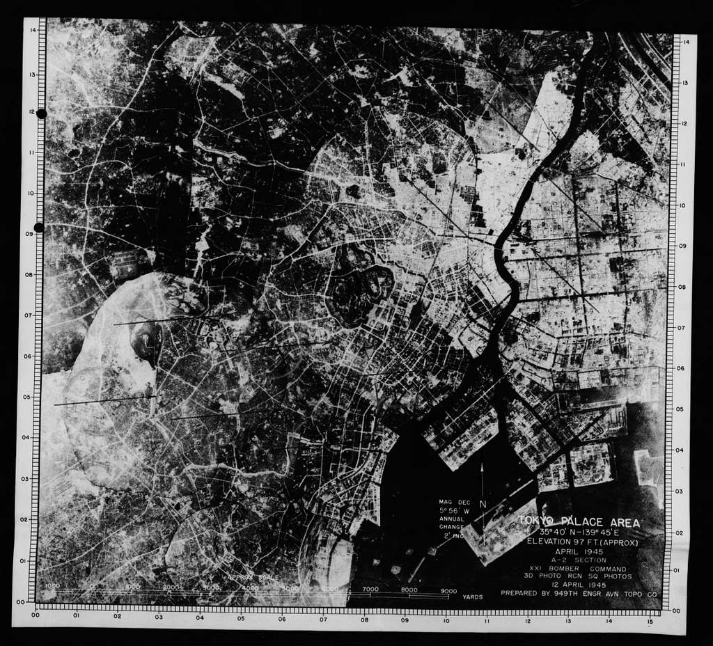 Damage assessment aerial photo for Bombing of Tokyo in 1945 ndl 