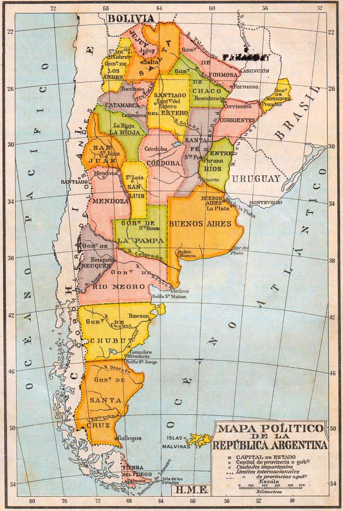 Mapa de Argentina - Aprox. 1940 - PICRYL Public Domain Search