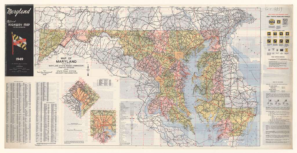 Maryland. Official Highway Map For Free Distribution. Map Of Maryland ...