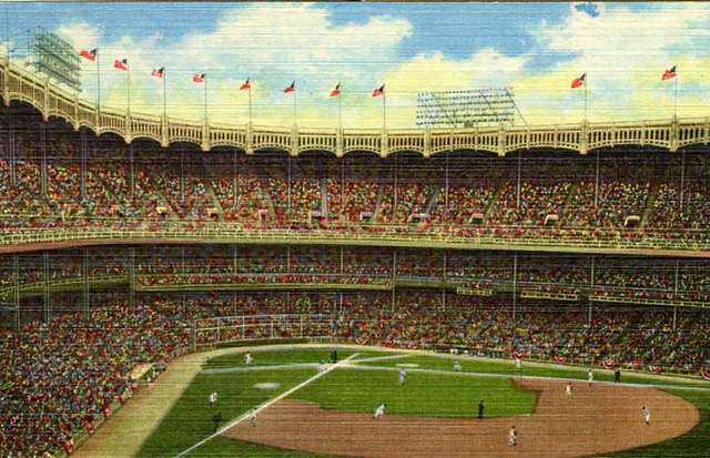 Aerial view of Yankee Stadium, Opening Day, 1923