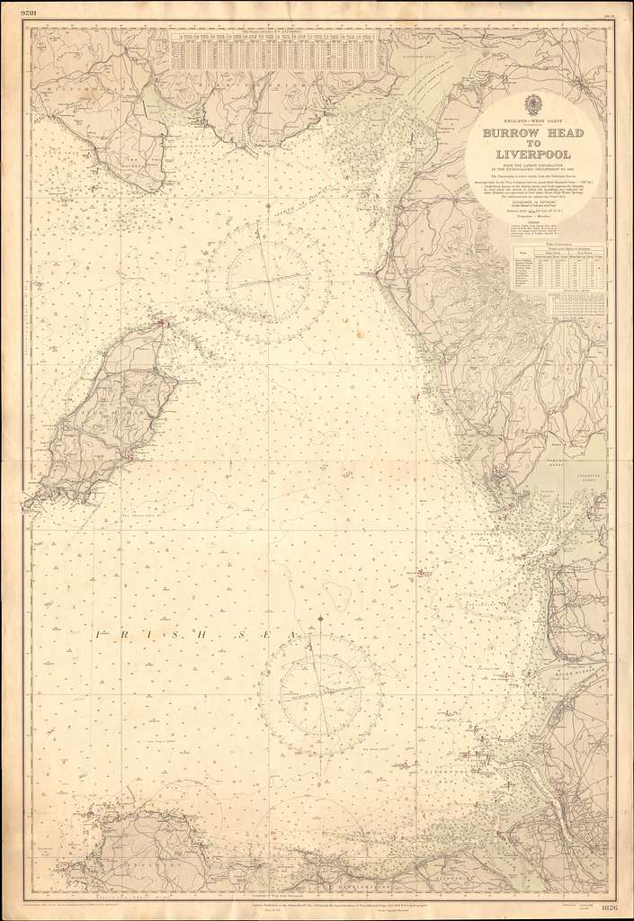 Admiralty Chart No 1826 Burrow Head to Liverpool, Published 1953 ...