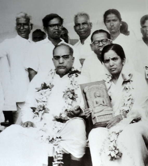 Dr Babasaheb Ambedkar with his second wife Dr Savita Ambedkar, holding ...