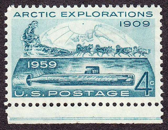Arctic Explore 1959 US-4c - public domain postal stamp scan