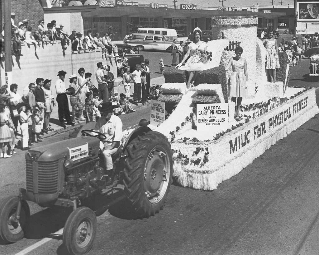 Alberta Dairy Princess Denise Aumuller Sitting On A Float In A Parade 