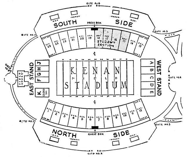Kenan Memorial Stadium 1961 seating chart - PICRYL - Public Domain ...