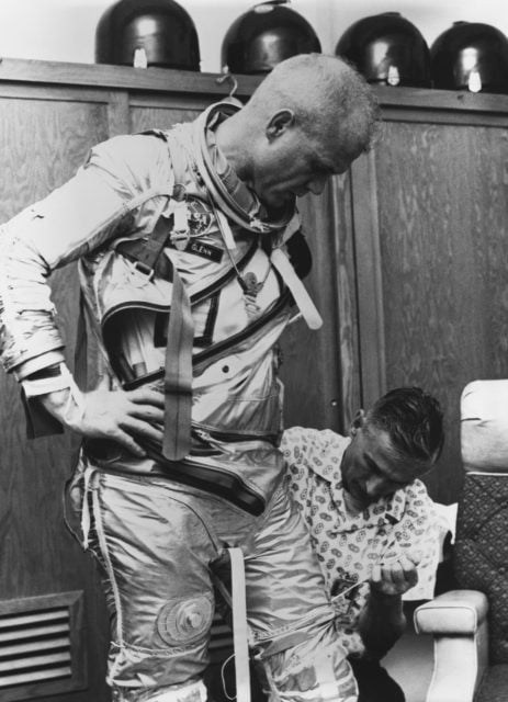 Astronauts Sally Ride and Terry Hart prepare for RMS training for STS-2 ...