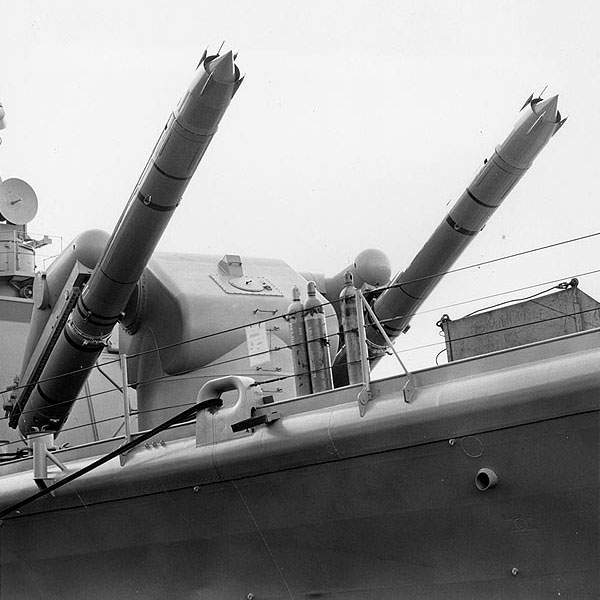 Mark 12 Guided Missile Launching System with Talos missiles aboard USS ...