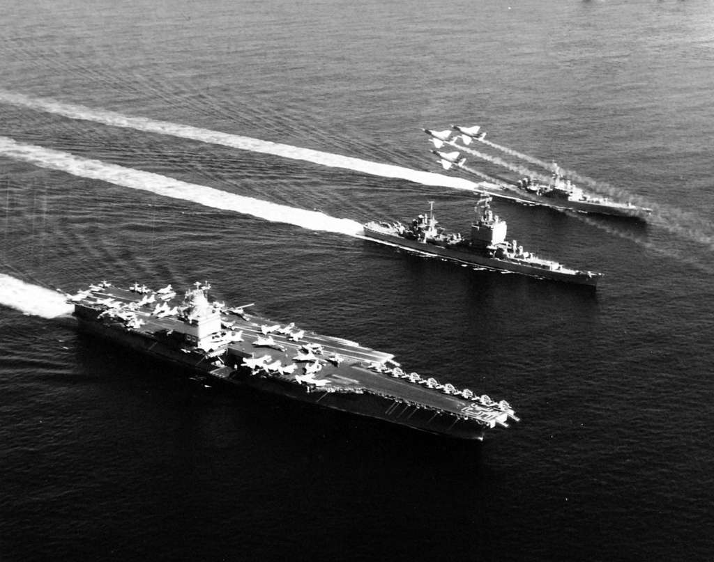 USS Enterprise (CVAN-65), USS Long Beach (CGN-9) and USS Bainbridge ...