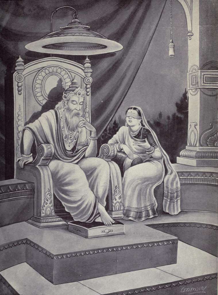 Gandhari explains to Dhritrashtra - PICRYL - Public Domain Media Search ...