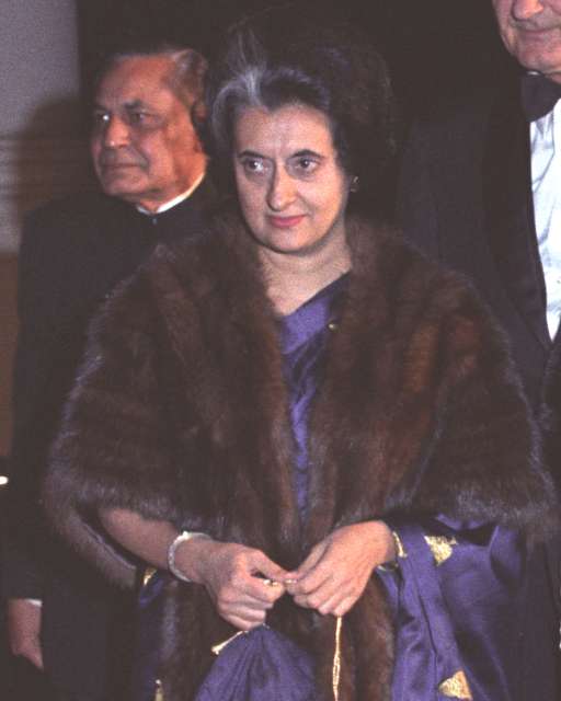 Indira Gandhi detail, from- Indira Gandhi and the Johnsons at the North ...