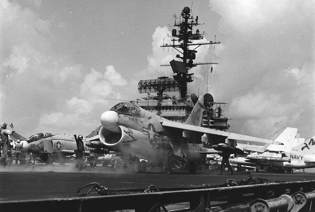 A-7E Corsair II of VA-146 is launched from USS Constellation (CVA-64 ...