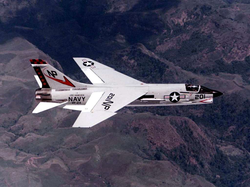 F 8J Crusader Of VF 24 In Flight In 1975 PICRYL Public Domain Media