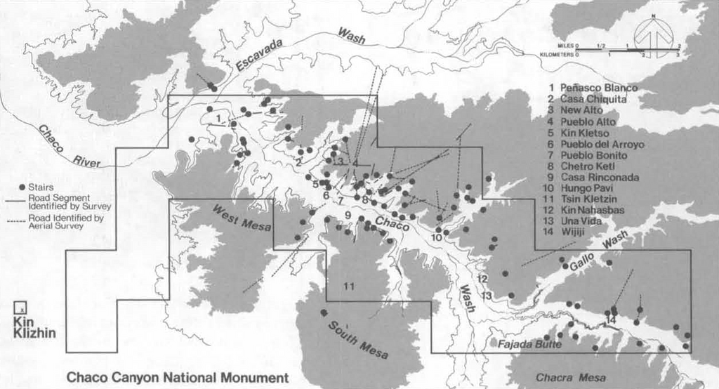 Distribution of roads and stairs near Chaco Canyon PICRYL