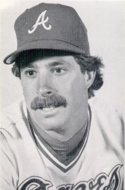 Randy Johnson Braves, baseball player. Black and white portrait