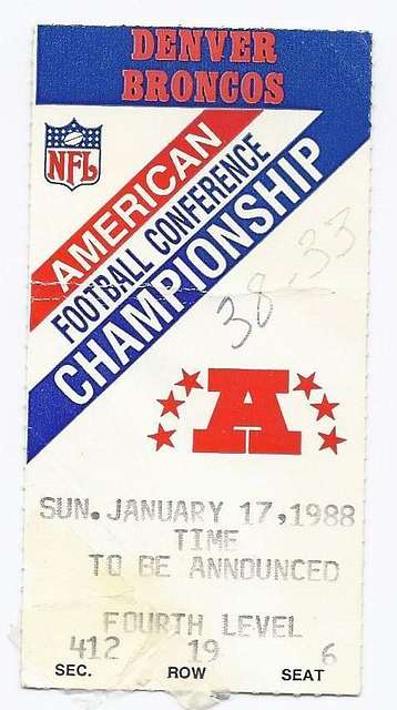 1988 AFC Championship Game - Cleveland Browns at Denver Broncos 1988-01-17 ( ticket) - PICRYL - Public Domain Media Search Engine Public Domain Search