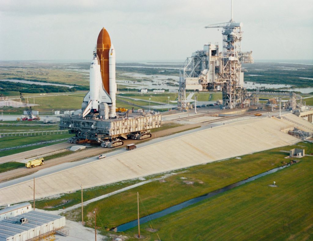 STS-26 Discovery, Orbiter Vehicle (OV) 103, roll out to KSC LC pad 39B - PICRYL - Public Domain Media Search Engine Public Domain Search