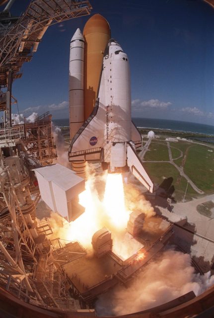 Kennedy Space Center, Fla. -- From Inside The Vab High Bay 2, A Mobile 