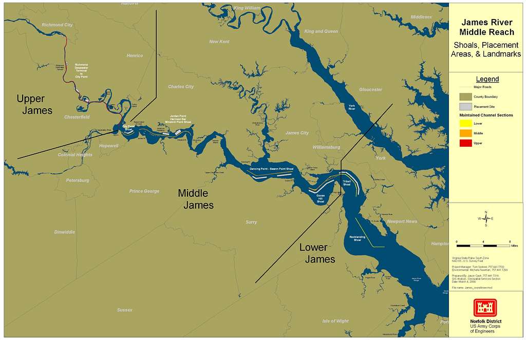 James River Map 13 Colonies