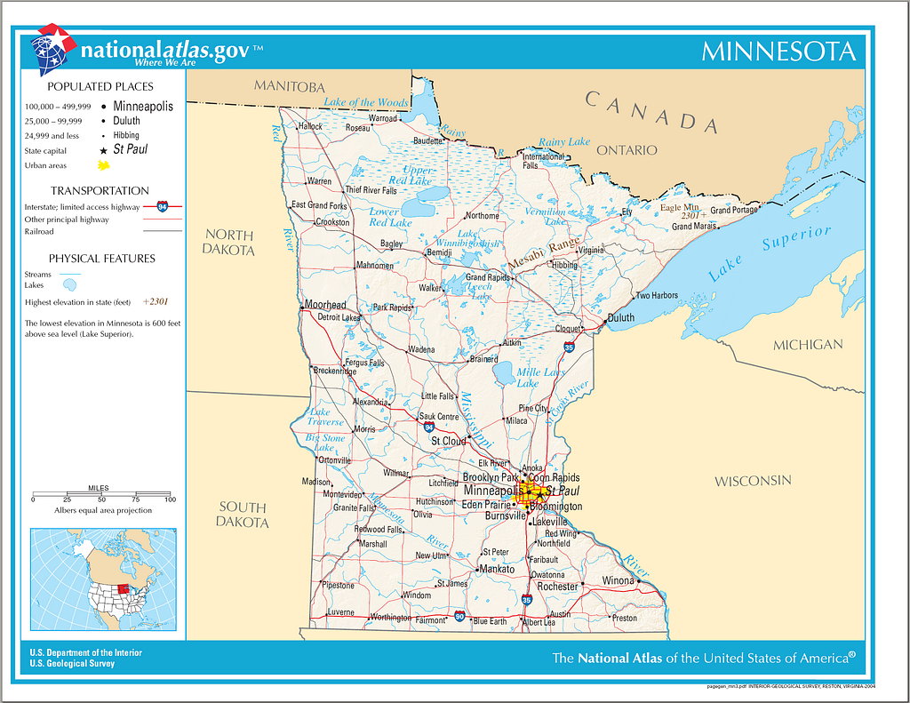 Map of Minnesota NA - Wikimedia Public Domain Atlas - PICRYL - Public ...