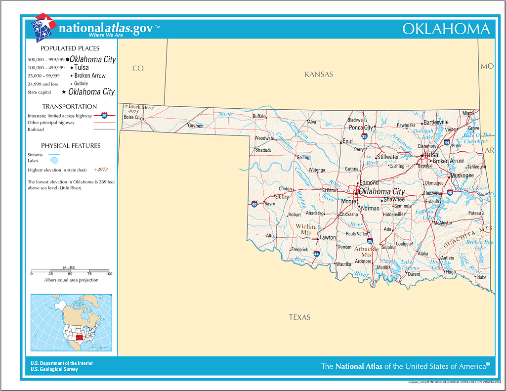 Map Of Oklahoma NA - Wikimedia Public Domain Atlas - PICRYL Public ...