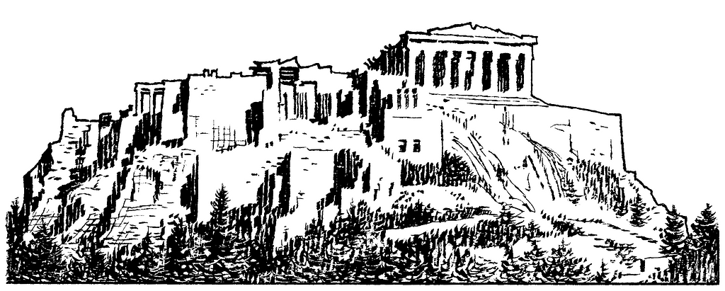 Artistic recreation of the Acropolis in Athens, Greece. 5th Century BC.  Ancient Greece, Europe. Old 19th century engraved illustration from El  Mundo Ilustrado 1880 Stock Photo - Alamy