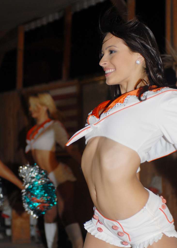 DVIDS - Images - Cheer for troops: Miami Dolphins cheerleaders visit with,  entertain troops at Bagram [Image 2 of 6]