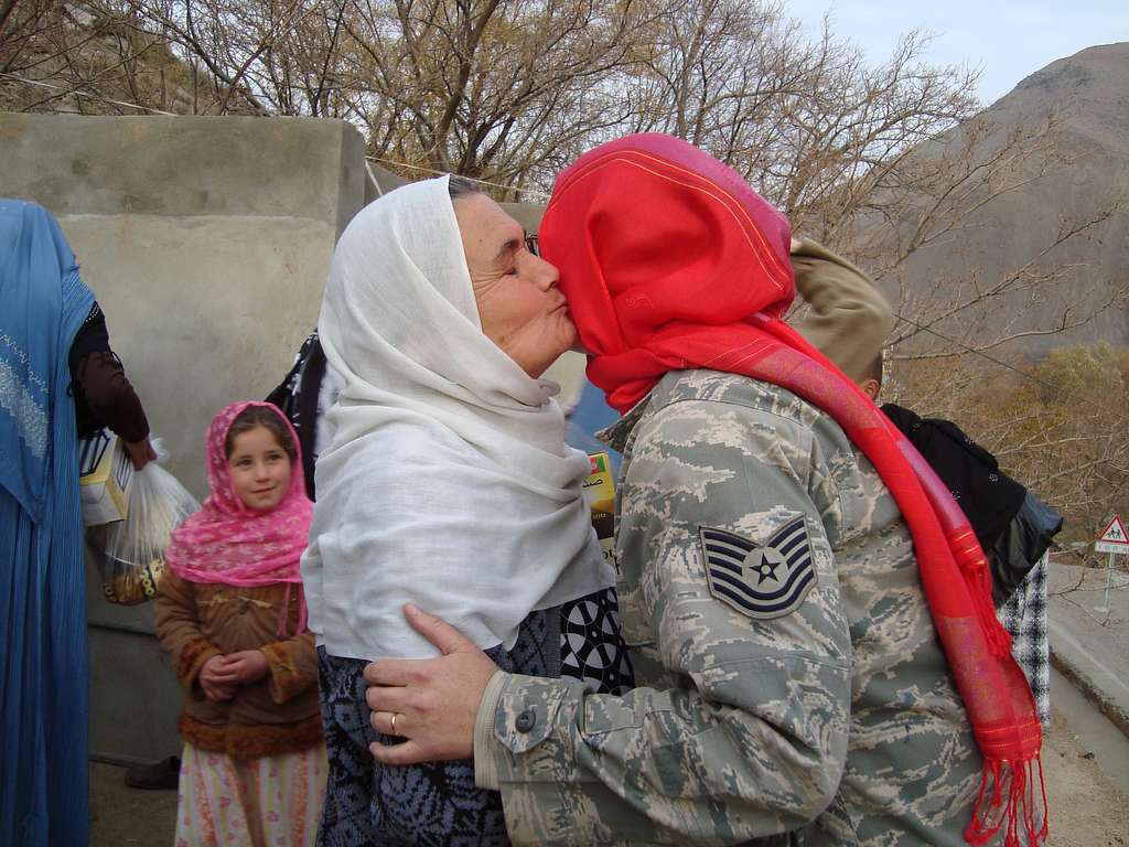 An Afghan woman greets Tech. Sgt. Dawn Allison-Hess - NARA & DVIDS Public  Domain Archive Public Domain Search