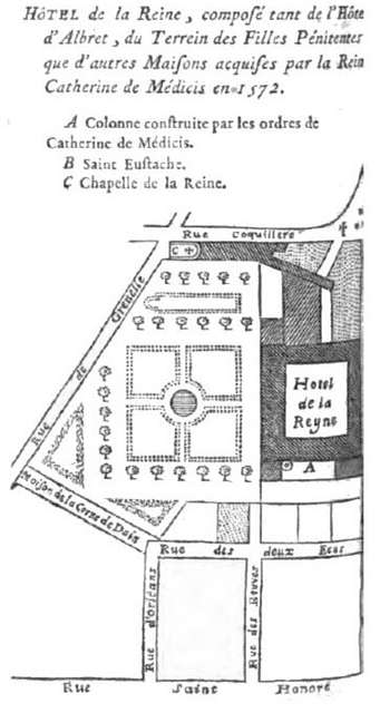 c 1650 MERIAN Antique Map Print Fontainebleau Chateau & Gardens France